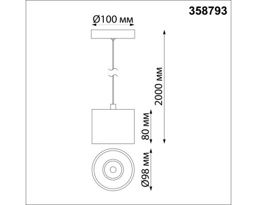358793 OVER NT21 185 белый Светильник накладной светодиодный, длина провода 2м IP20 LED 15W 4000K 1600Лм 110-265V BIND