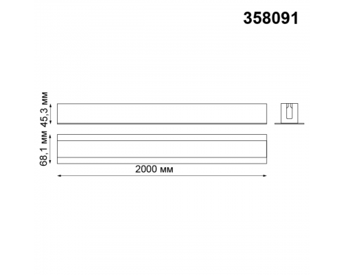 358091 PORT NT19 055 алюминий Встраиваемый профиль, длина 2м IP20 SABRO